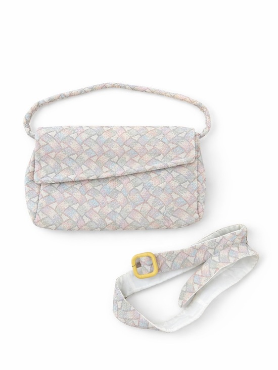 Vintage Handbags - Vintage Tapestry Carpet Shoulder Hand Bag Belt Pastel Colors